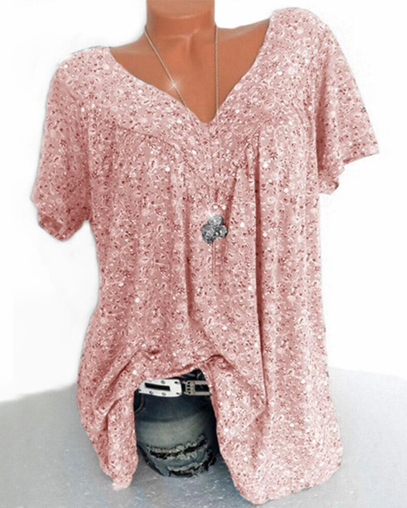 Women's Relaxed Printed Tee – Fia – Pink