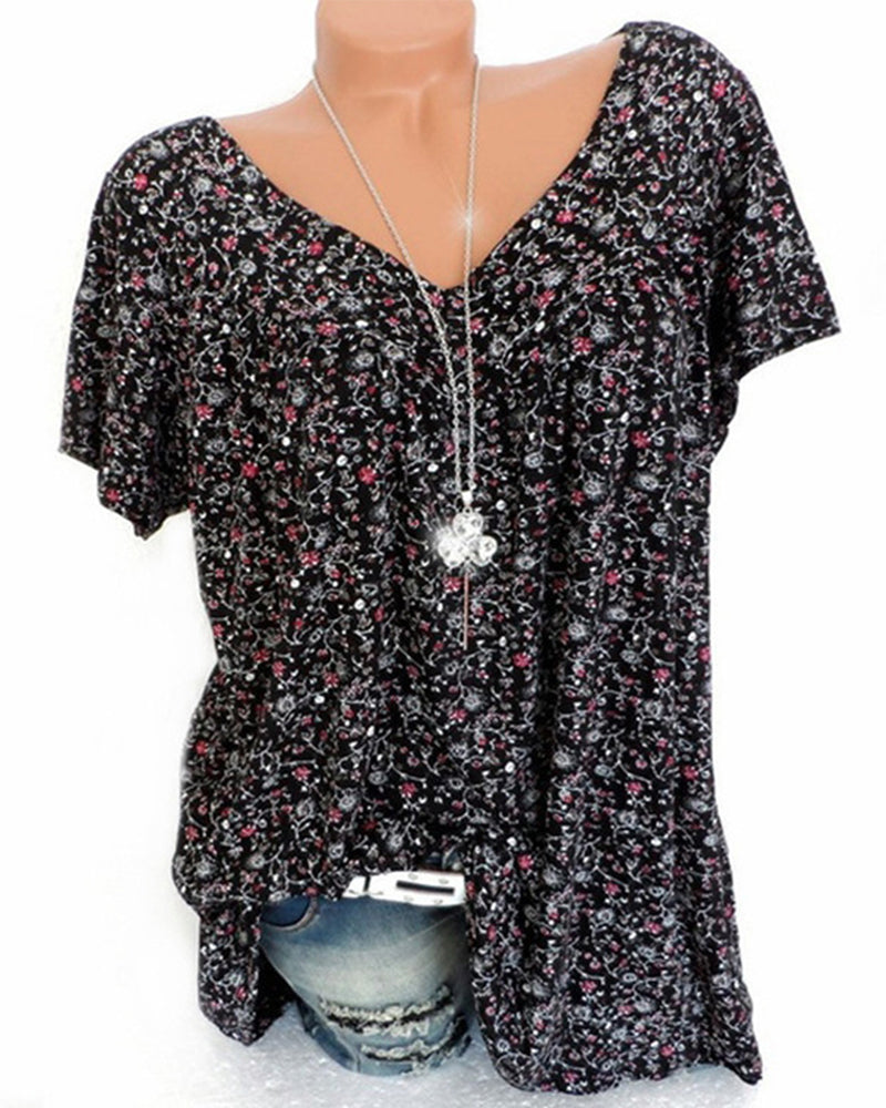 Women's Relaxed Printed Tee – Fia – Black