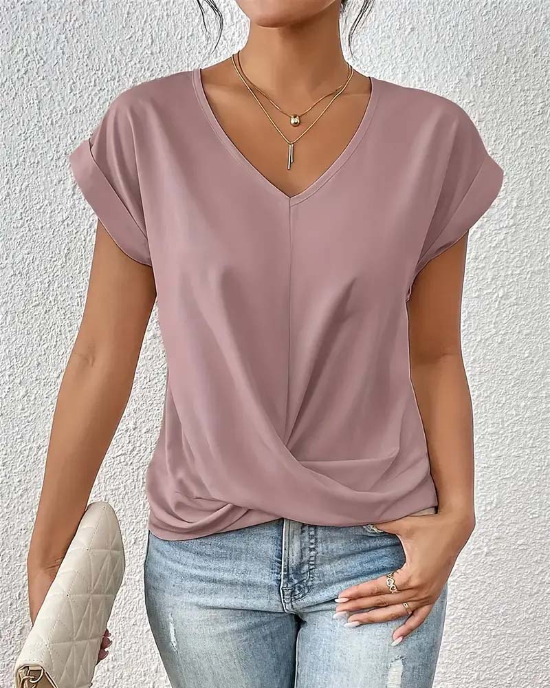 Women's Elegant Short-Sleeve Tee – Livia – Pink