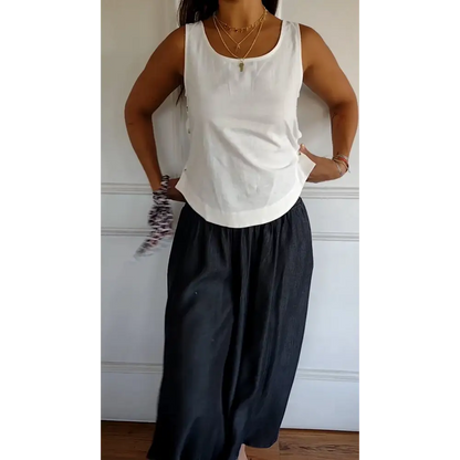 Cotton-Linen Tank with Side Buttons – Mavis – view 2