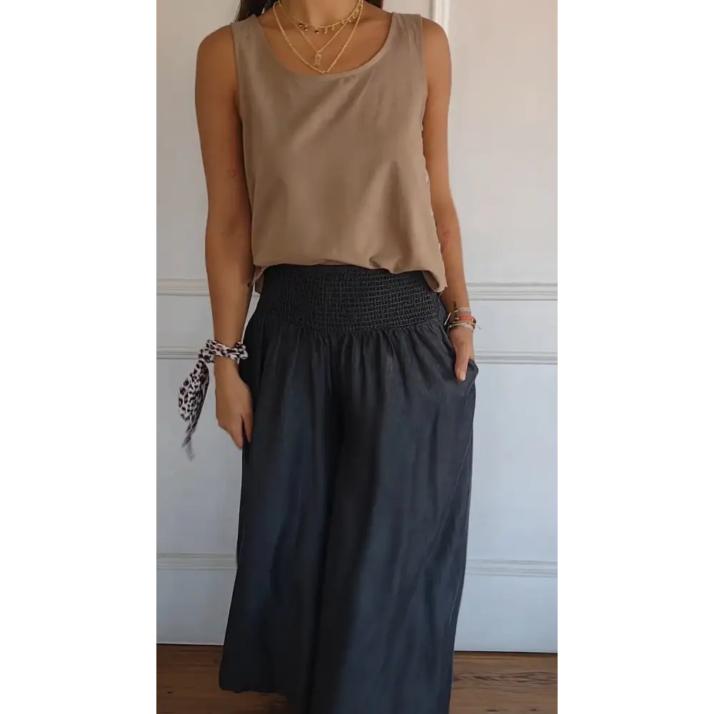 Cotton-Linen Tank with Side Buttons – Mavis – view 6