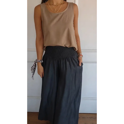 Cotton-Linen Tank with Side Buttons – Mavis – view 6