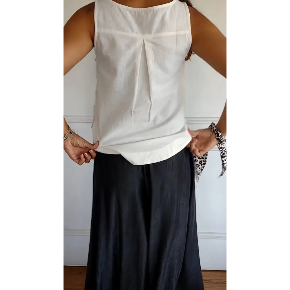 Cotton-Linen Tank with Side Buttons – Mavis – view 3