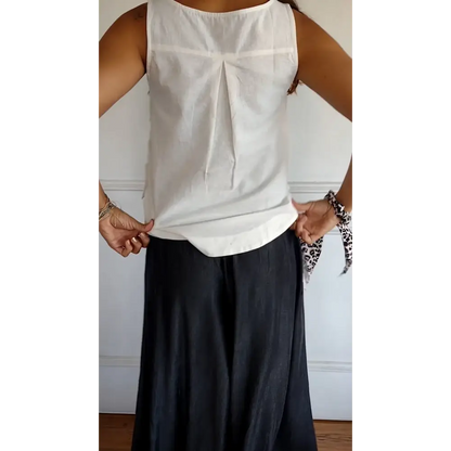 Cotton-Linen Tank with Side Buttons – Mavis – view 3