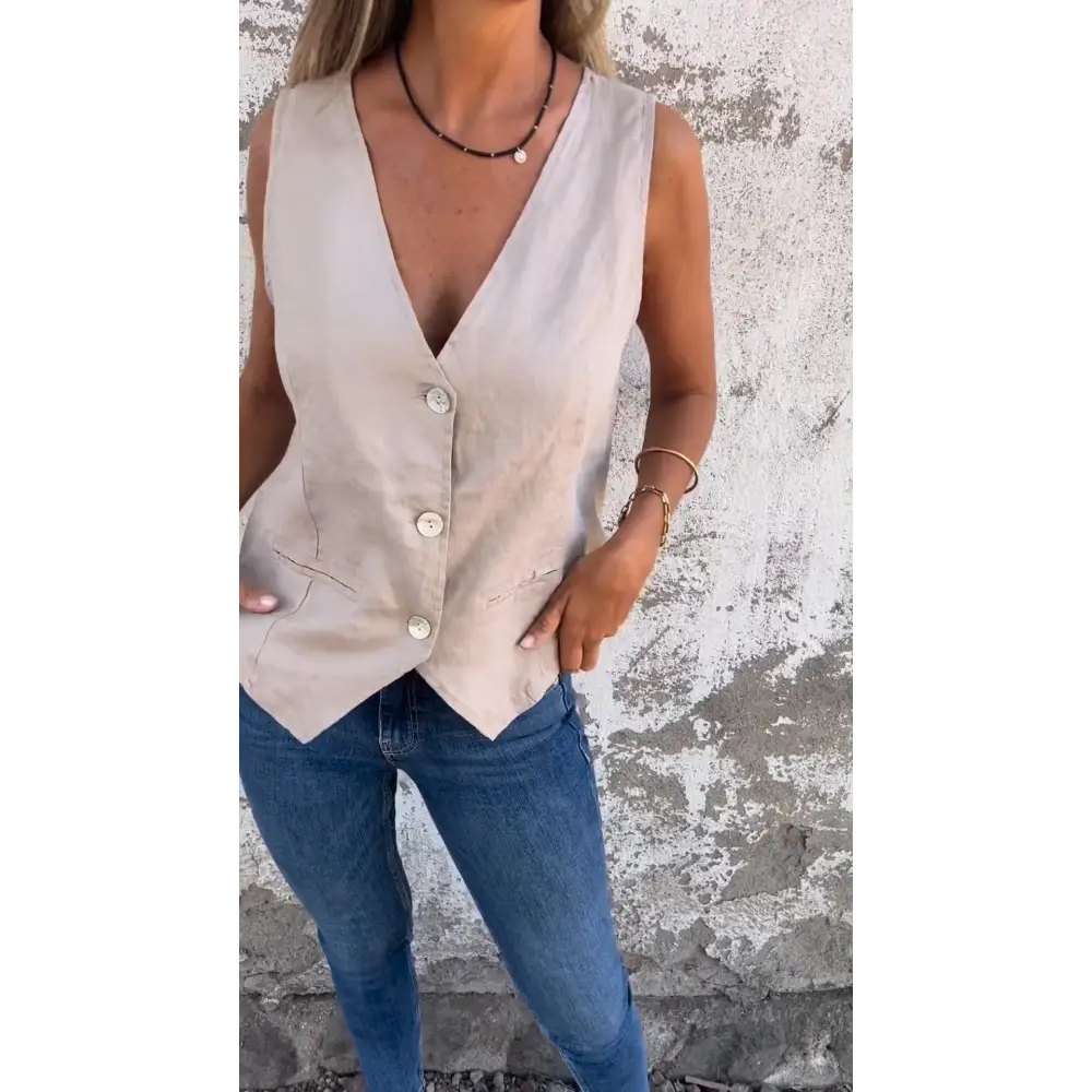Cotton-Linen V-Neck Vest – Jamie