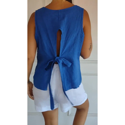 Cotton-Linen Tank with Back Strap Detail – Selena – view 4