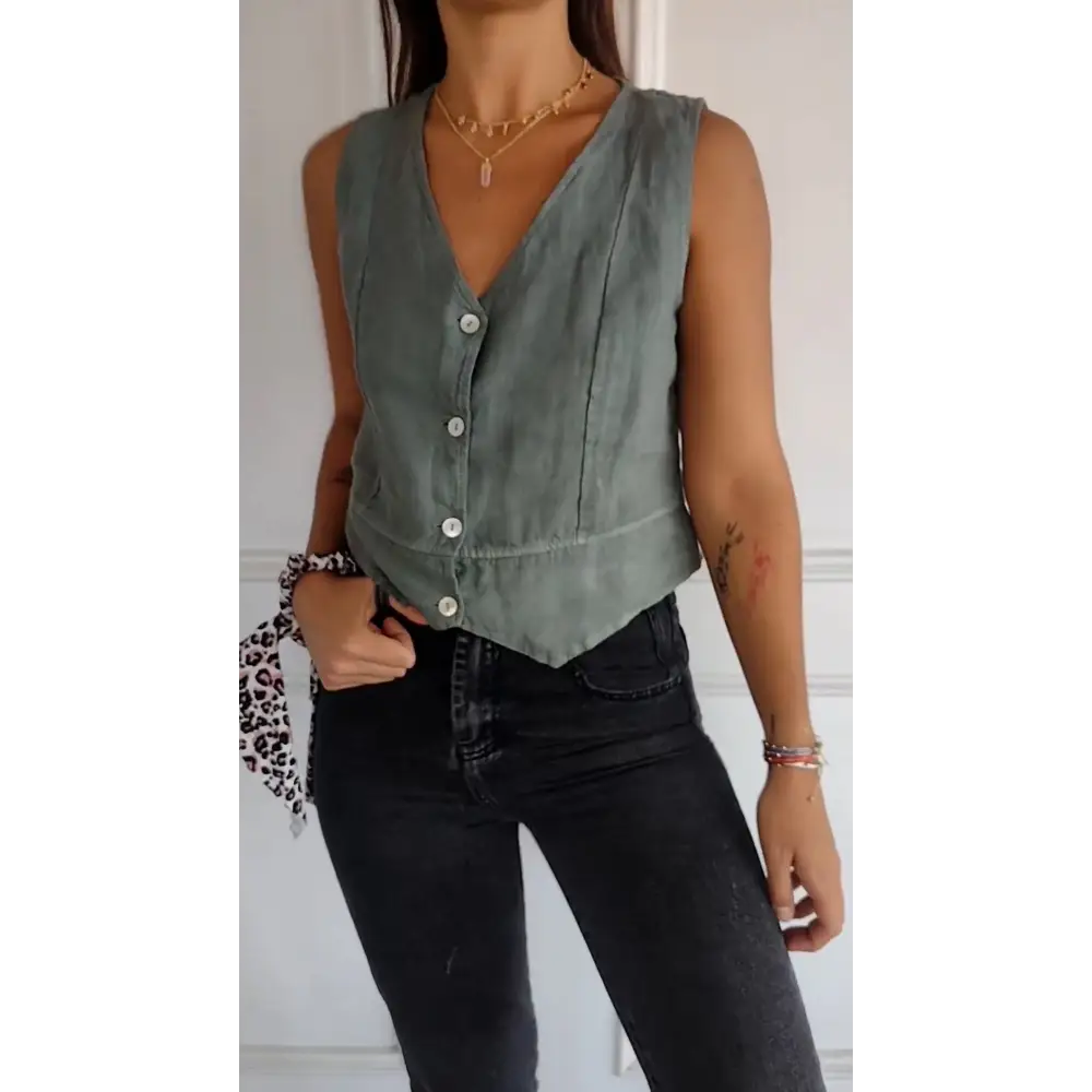 Slim-Fit Cotton-Linen Vest – Dominique – White