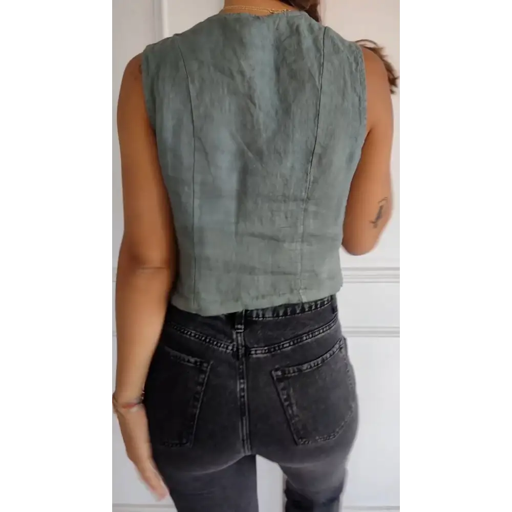 Slim-Fit Cotton-Linen Vest – Dominique – view 2