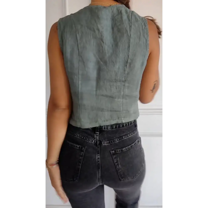 Slim-Fit Cotton-Linen Vest – Dominique – view 2