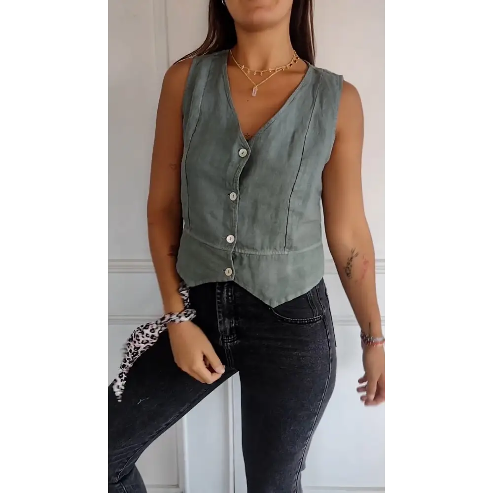 Slim-Fit Cotton-Linen Vest – Dominique
