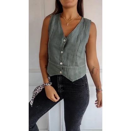 Slim-Fit Cotton-Linen Vest – Dominique
