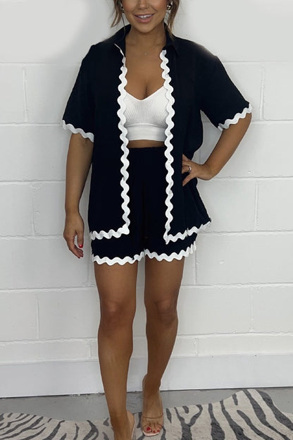 Casual Pleated Printed Set – Stella – Black