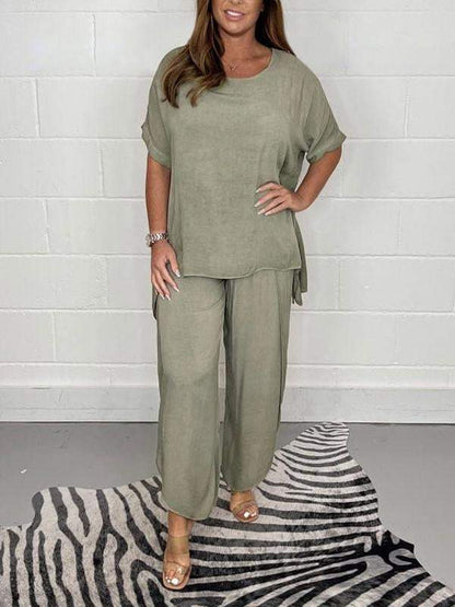 Relaxed Solid Casual Set – Malia – Light Green