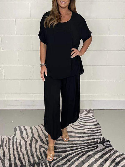Relaxed Solid Casual Set – Malia – Black