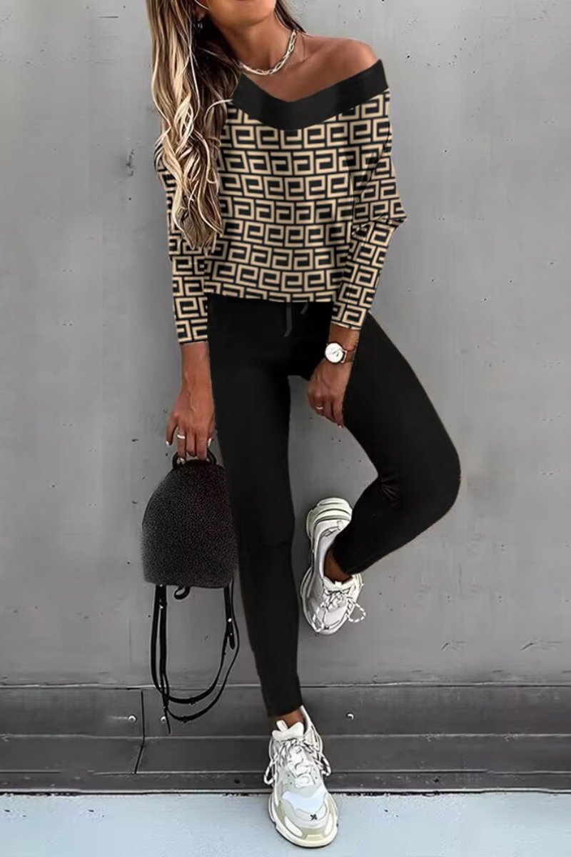 Long-Sleeve Top and Color-Block Pants Set – Sophie – Yellow