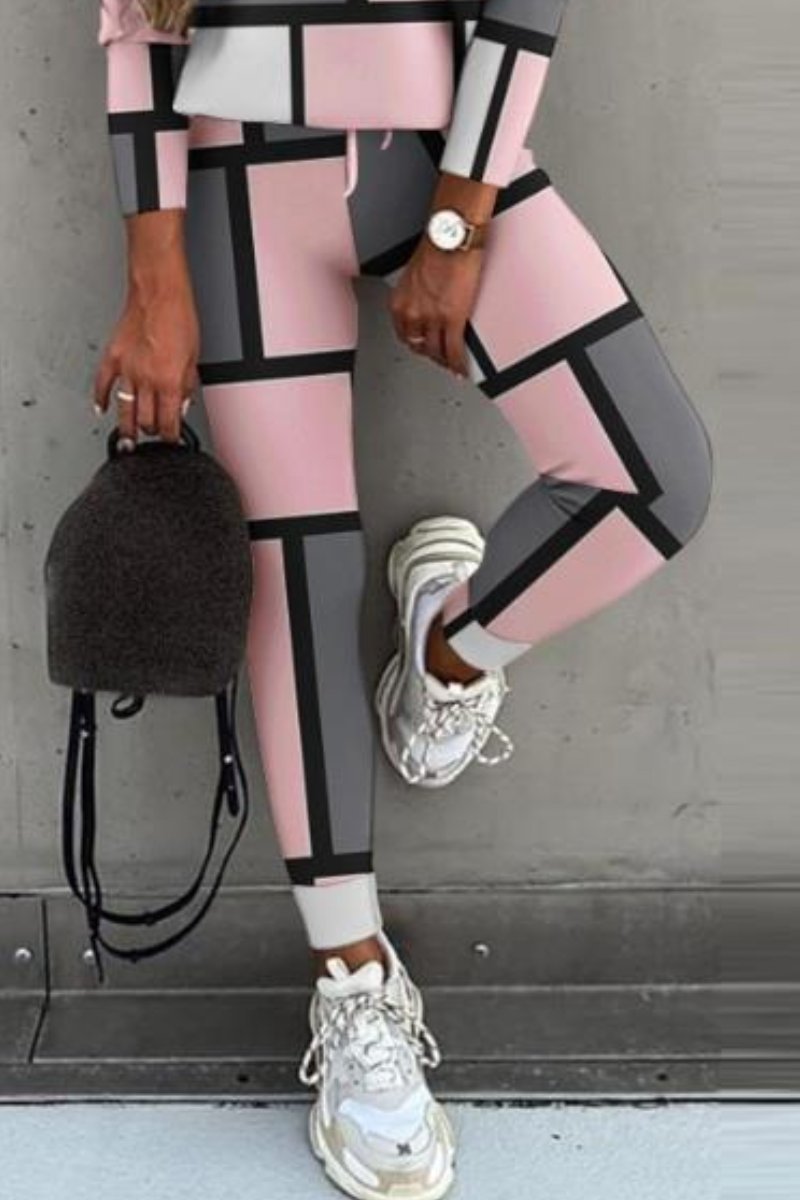 Casual Long-Sleeve Top and Color-Block Pants Set – Peyton – view 3