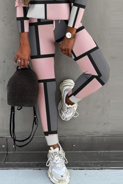 Casual Long-Sleeve Top and Color-Block Pants Set – Peyton – view 3