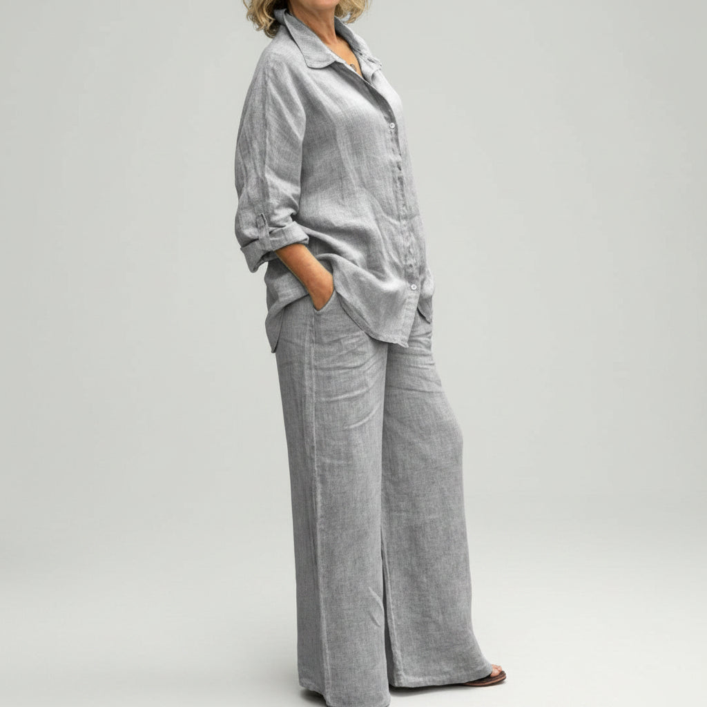 Viscose Shirt and Pants Set – Bonnie – Gray