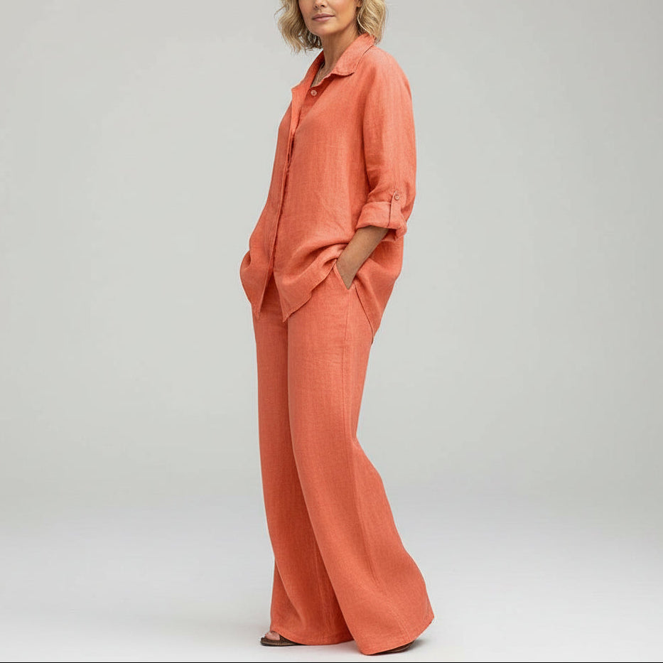 Viscose Shirt and Pants Set – Bonnie – Orange