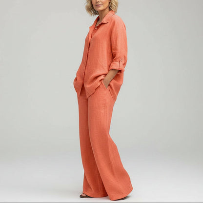 Viscose Shirt and Pants Set – Bonnie – Orange