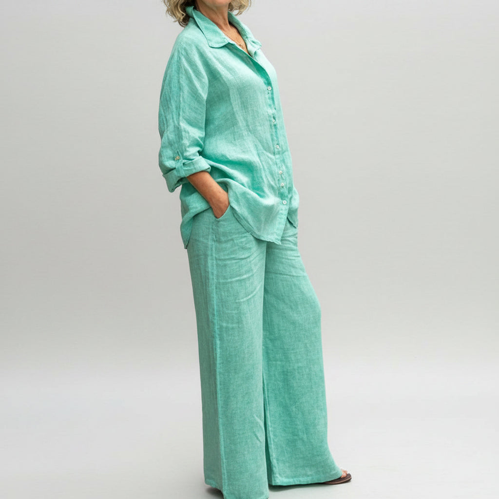 Viscose Shirt and Pants Set – Bonnie – Green