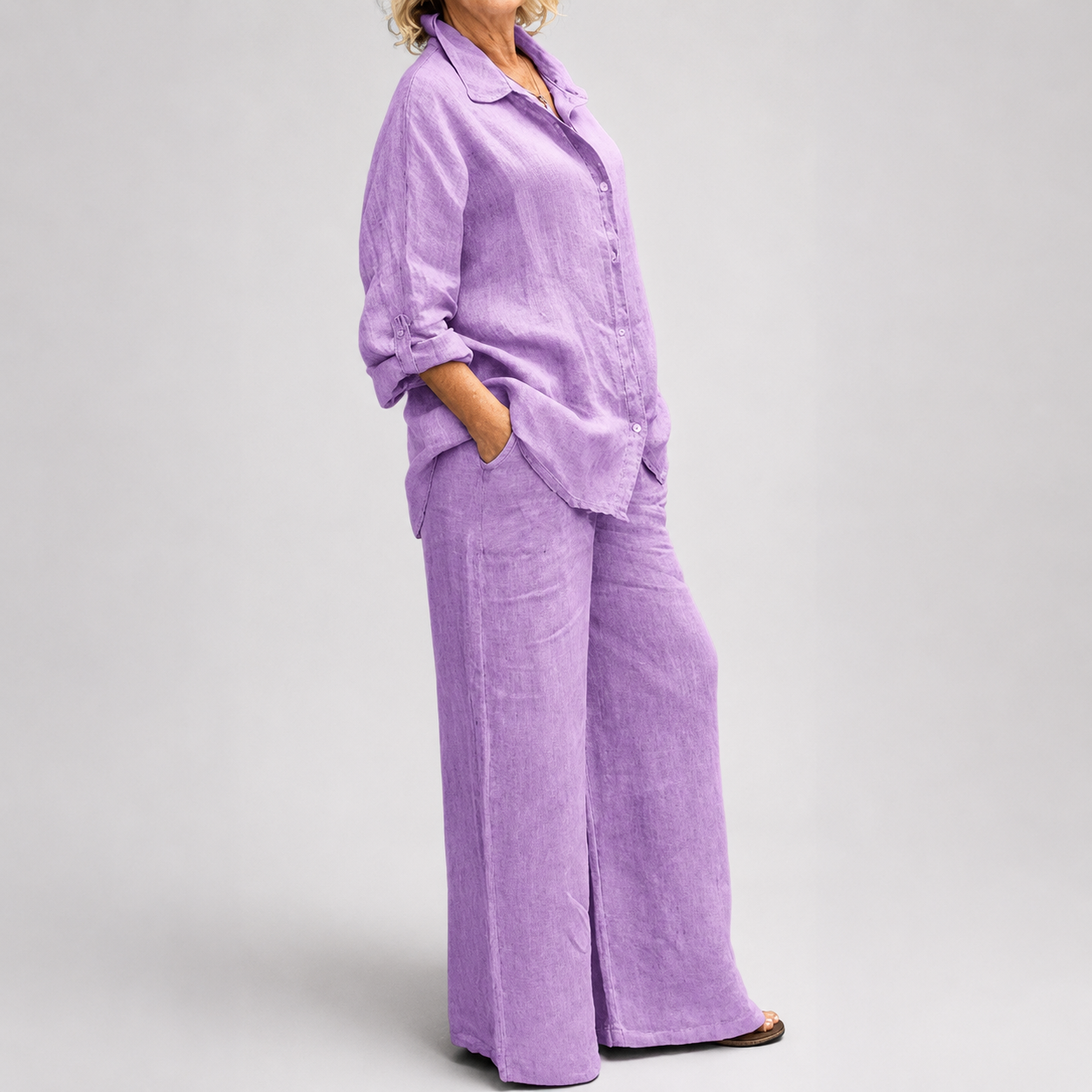 Viscose Shirt and Pants Set – Bonnie – Purple