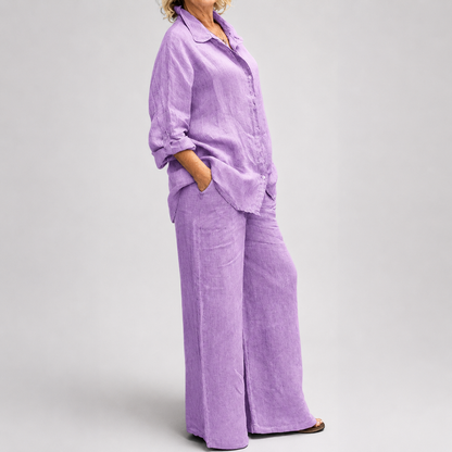 Viscose Shirt and Pants Set – Bonnie – Purple