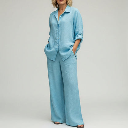 Viscose Shirt and Pants Set – Bonnie – Light Blue