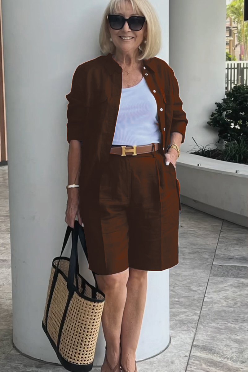 Linen-Cotton Shirt and Shorts Set – Verona – view 3