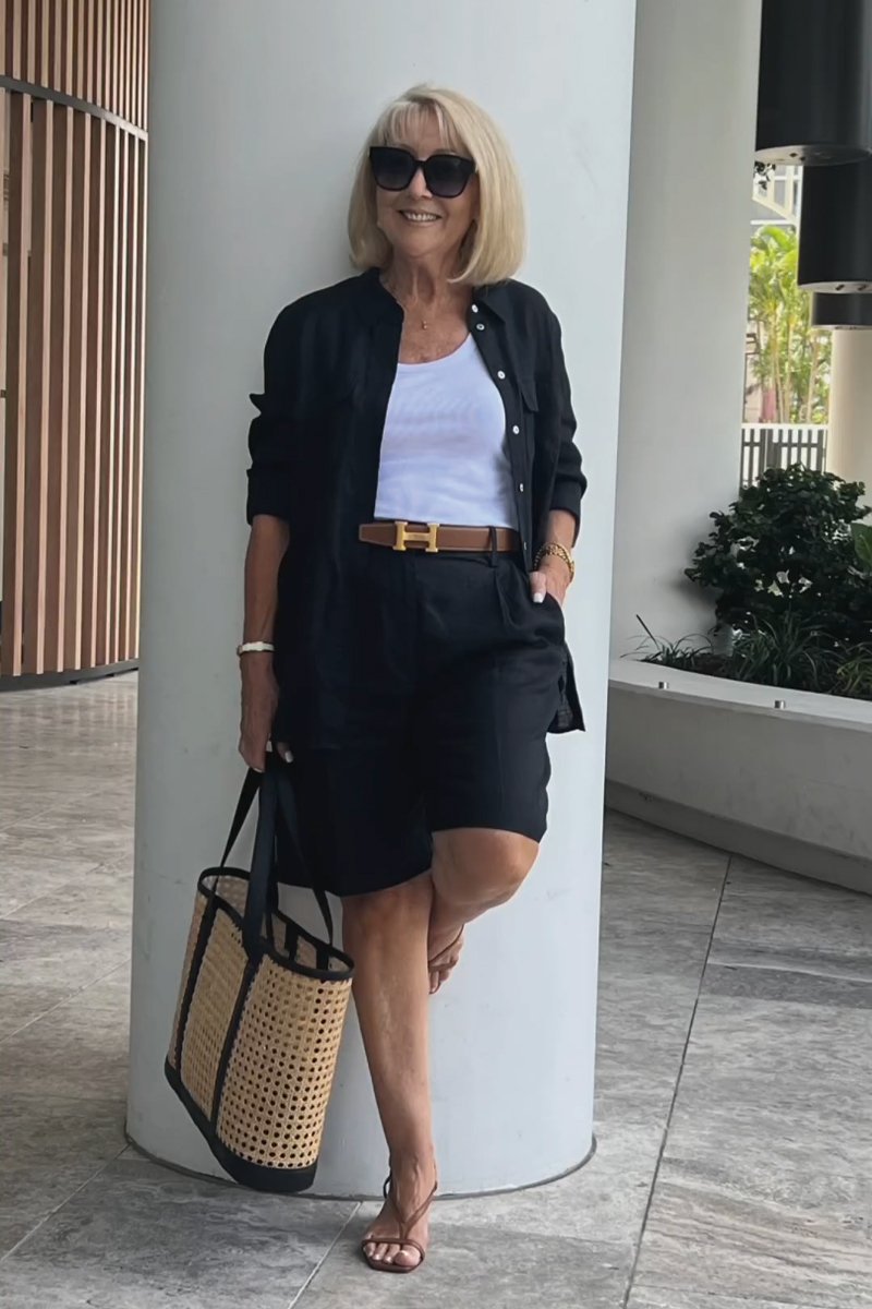 Linen-Cotton Shirt and Shorts Set – Verona – view 2