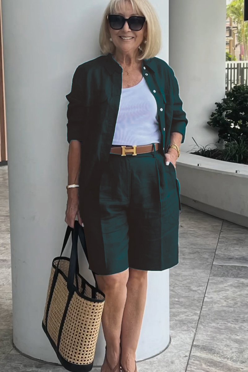 Linen-Cotton Shirt and Shorts Set – Verona – view 4