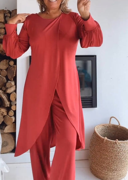 Long Crewneck Cardigan and Pants Set – Ruth