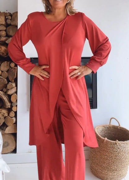 Long Crewneck Cardigan and Pants Set – Ruth – view 2