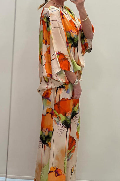 Casual Printed Satin Crewneck Set – Vivian – view 4