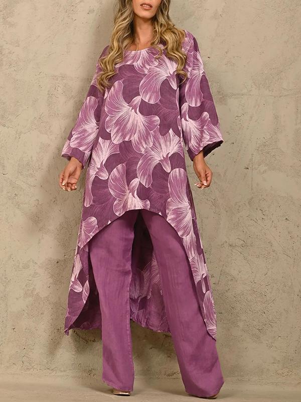 Two-Piece Set with Printed Long-Sleeve Sweater – Juno – Purple