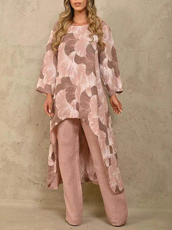 Two-Piece Set with Printed Long-Sleeve Sweater – Juno – Leather Pink