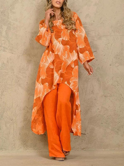 Two-Piece Set with Printed Long-Sleeve Sweater – Juno