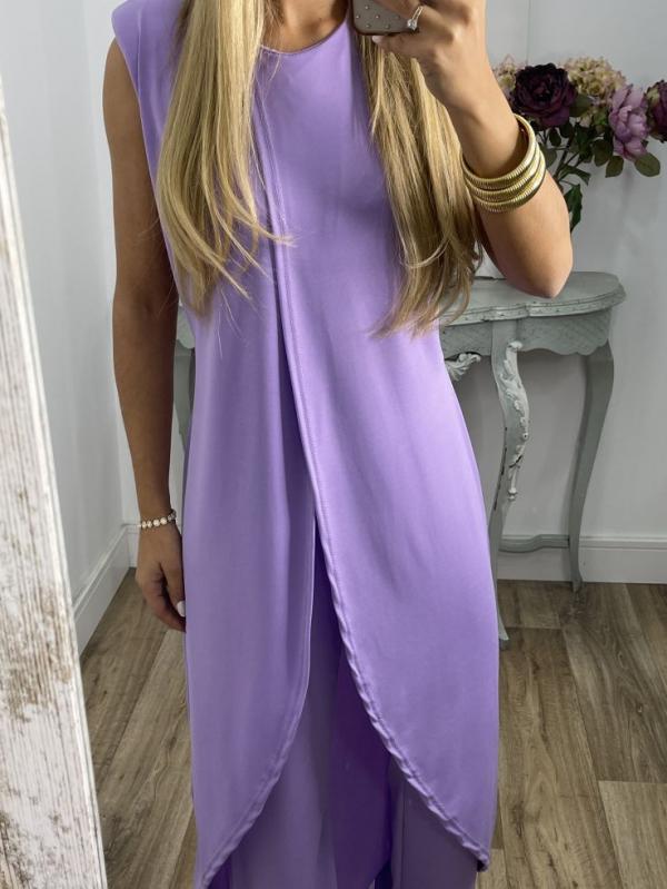 Two-Piece Set with Slit Top and Casual Pants – Vita – view 2
