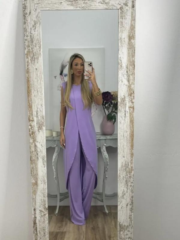 Two-Piece Set with Slit Top and Casual Pants – Vita – view 3