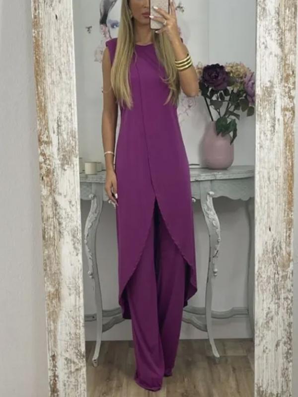 Two-Piece Set with Slit Top and Casual Pants – Vita – view 6