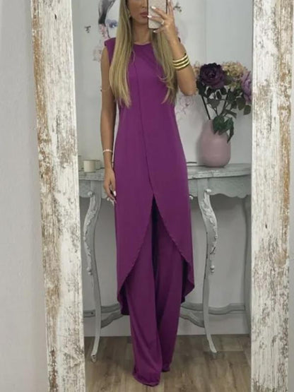 Two-Piece Set with Slit Top and Casual Pants – Vita – view 6