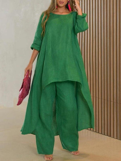Women's Solid Two-Piece Set – Camille – Green