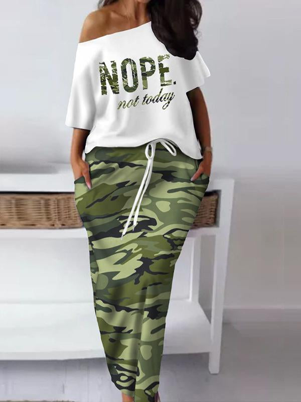 Casual Printed Off-Shoulder Top and Skirt Set – Gia – Chrome