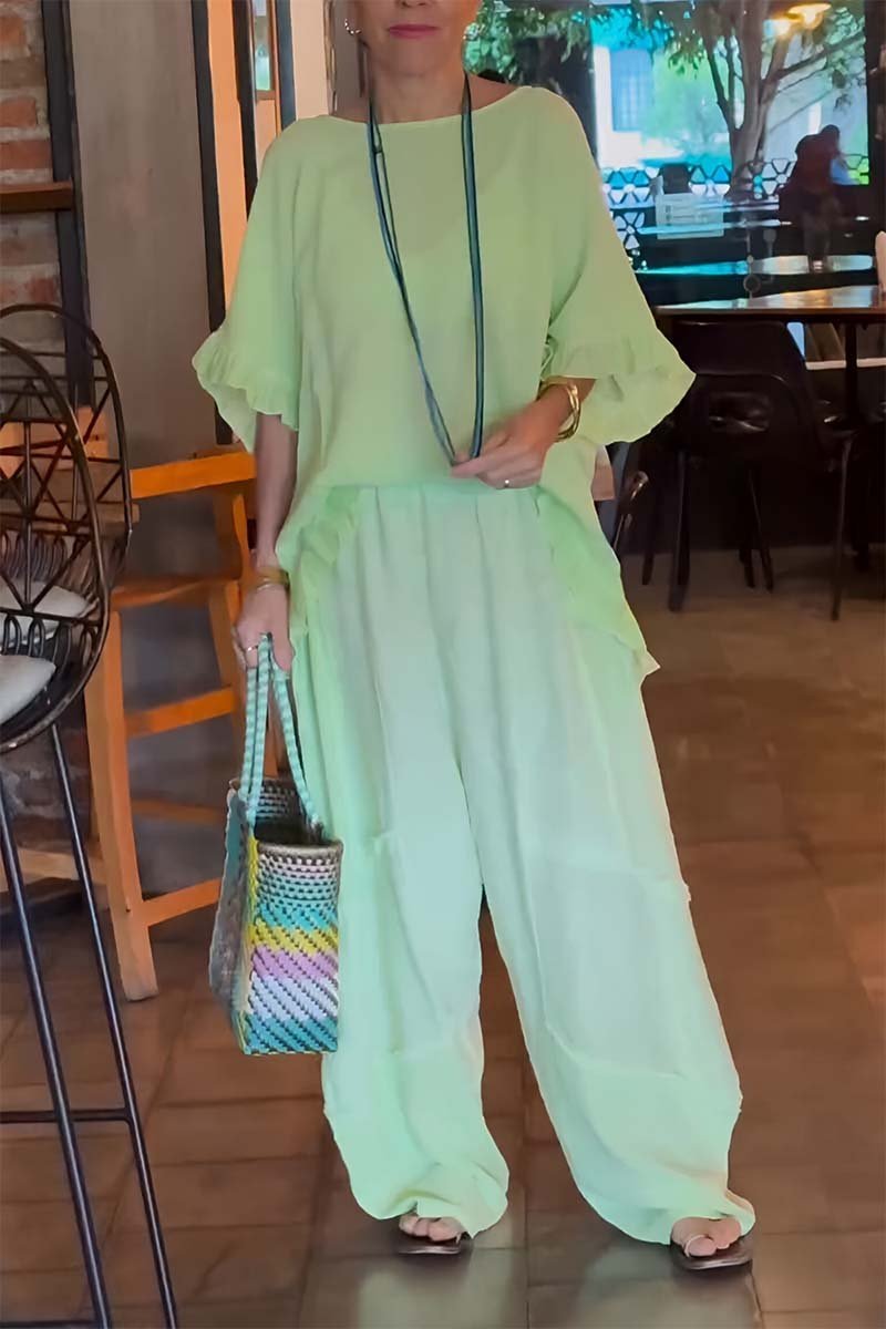 Women's Casual Cotton-Linen Set with Puff Sleeves – Daphne