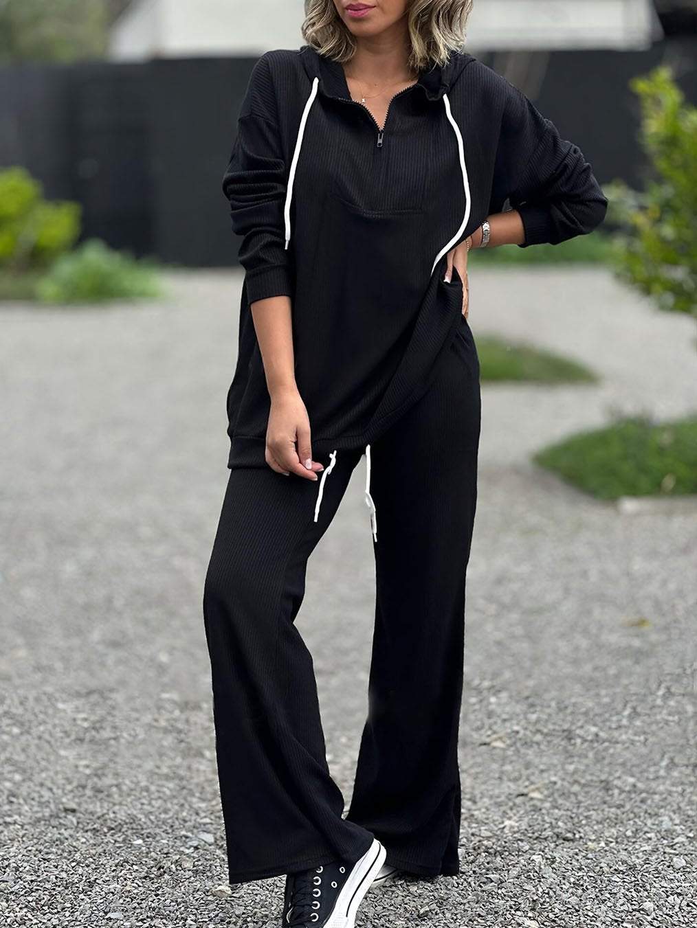 Women's Casual Contrast Set – Hilde – Black