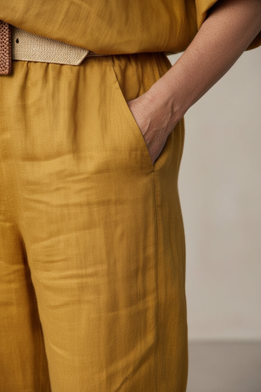 Women's Casual Cotton-Linen V-Neck Top and Pants Set – Siena – view 2