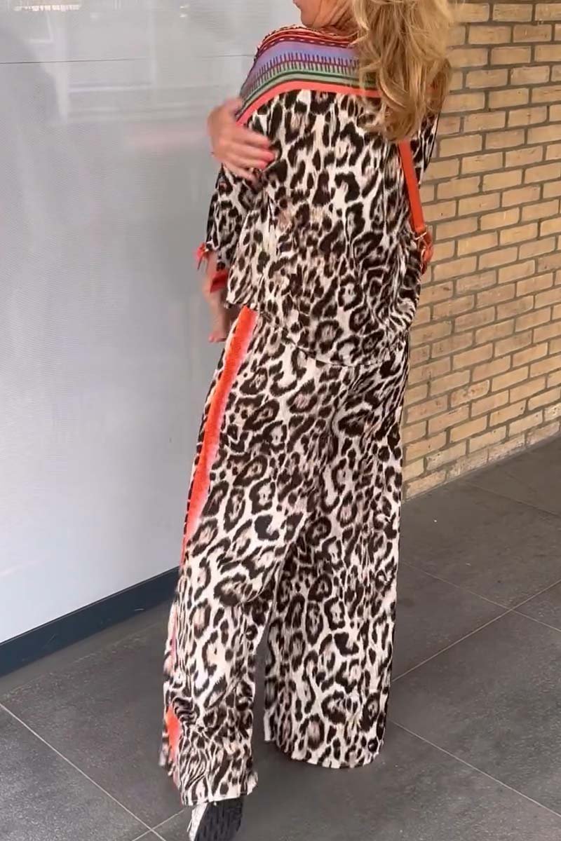 Casual Two-Piece Leopard-Print Set with Color Side Detail – Lilou
