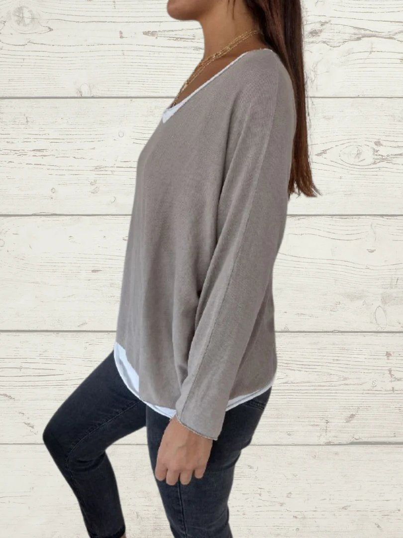 Women's Casual Solid Top and Cami Two-Piece Set – Malva – view 2