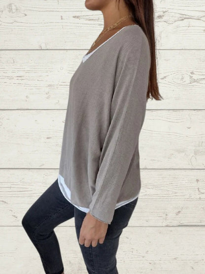 Women's Casual Solid Top and Cami Two-Piece Set – Malva – view 2