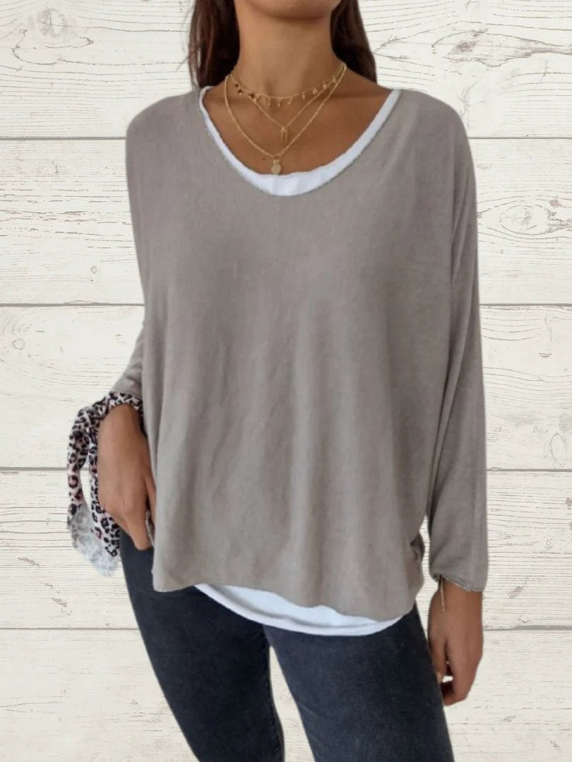 Women's Casual Solid Top and Cami Two-Piece Set – Malva